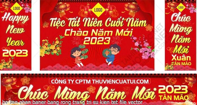 bo san phan baner bang rong trang tri su kien tet file vector